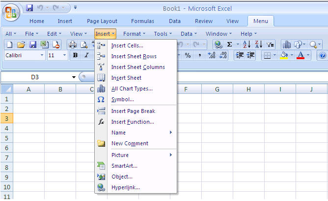 Show Classic Menus And Toolbars On Ribbon Of Office 2007